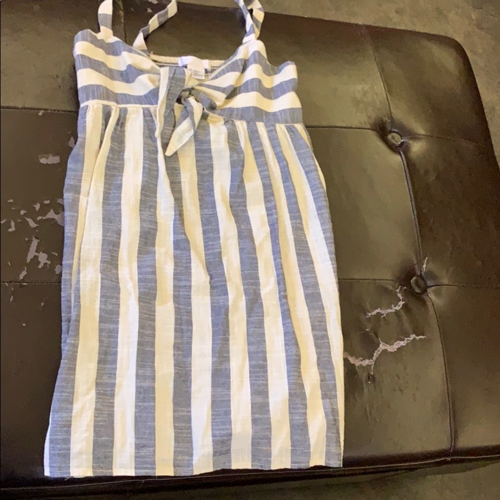 Cooperative blue and white linen dress